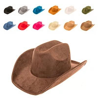 Vegan Suede Western Cattleman Hat: Teal