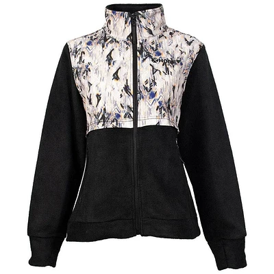 Ladies Tech Fleece Jacket - Black with Aztec Pattern