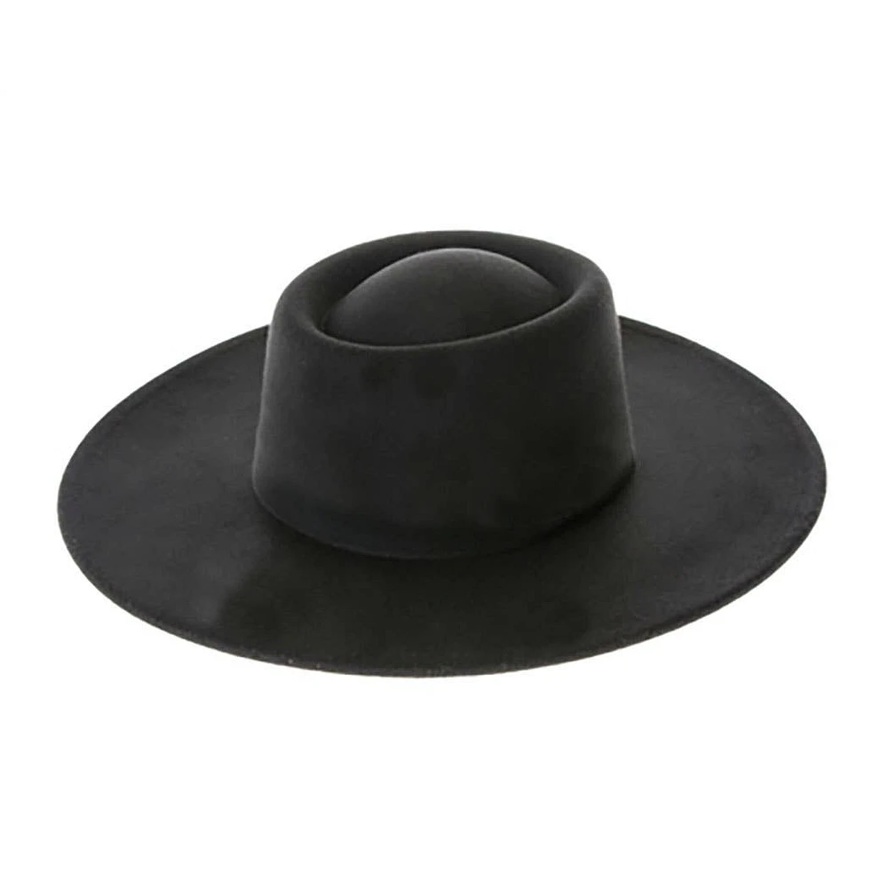 Vegan Felt Gambler Hat- Structured Wide Brim