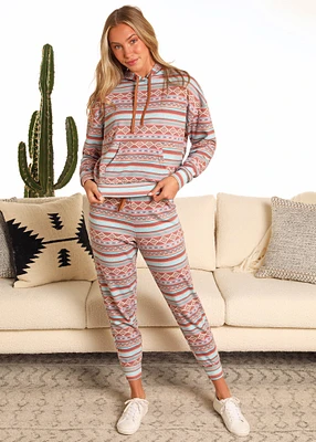 Aztec Stripe Print Hoodie