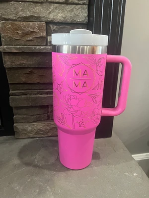 Mama Peony 40oz Tumbler - Barbie Pink