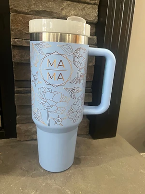 Mama Peony 40oz Tumbler - Sky Blue