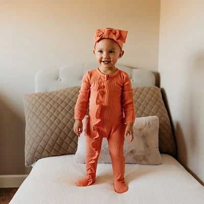 Tal + Love Waffle Ruffle Zip Footie