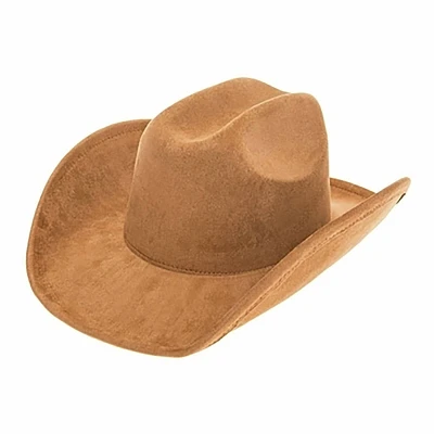 Vegan Suede Western Cattleman Hat: Light Brown