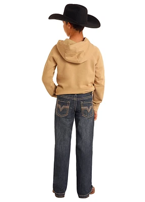 Two Tone Emb Bootcut Boys Jean