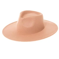 Vegan Felt Rancher Fedora Hat with Wide Brim