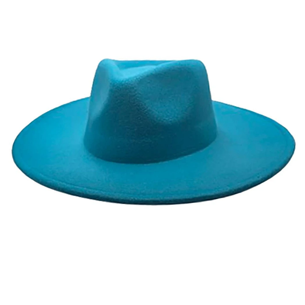 Vegan Felt Rancher Fedora Hat with Wide Brim