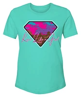 Rope Like a Girl Youth Turquoise Crew Neck Short Sleeve T-Shirt with Diamond Logo