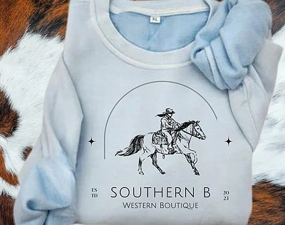 Southern B Horse Crew - Light Blue