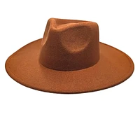 Vegan Felt Rancher Fedora Hat with Wide Brim