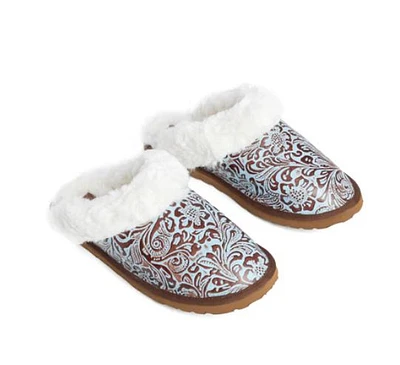 Marta Turquoise Leather Lined Slippers