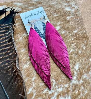 Valentine Helena Fringe Earrings | Fuchsia