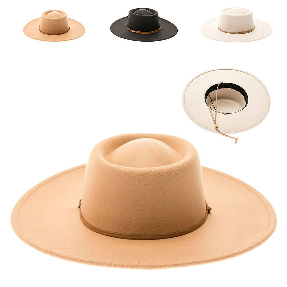 Vegan Felt Bolero Hat with Chin Cord