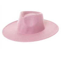 Vegan Felt Rancher Fedora Hat with Wide Brim