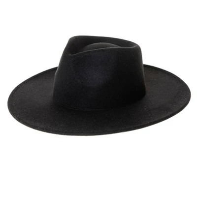 Vegan Felt Rancher Fedora Hat with Wide Brim