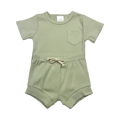 Sage & Ivory Baby - Ribbed Short Set (Sage)