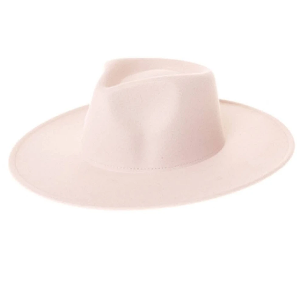 Vegan Felt Rancher Fedora Hat with Wide Brim