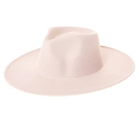 Vegan Felt Rancher Fedora Hat with Wide Brim