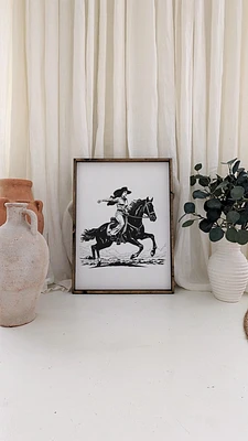 Vintage Cowgirl Wood Sign: 18” x 24”