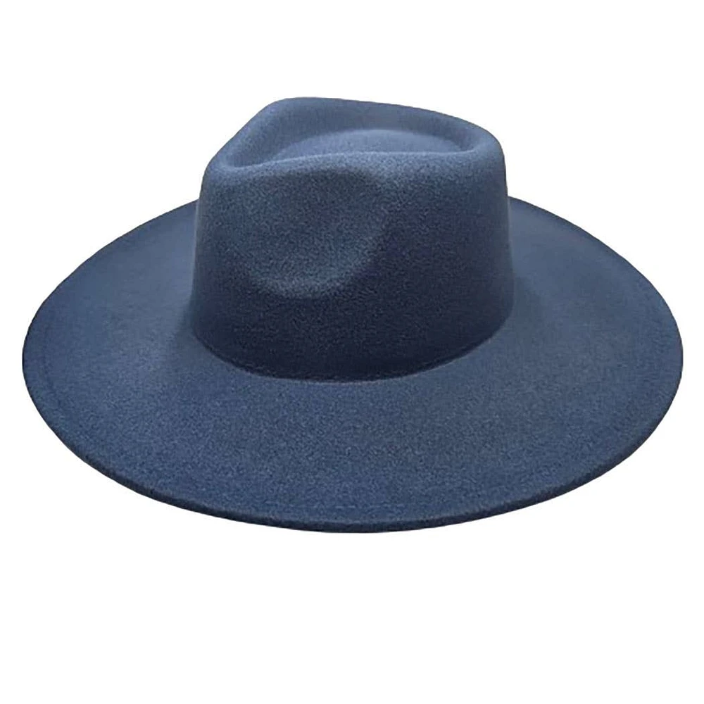 Vegan Felt Rancher Fedora Hat with Wide Brim