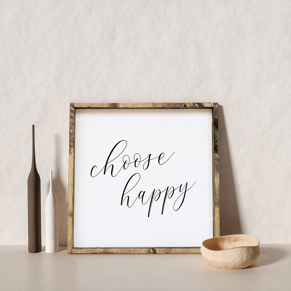 Choose Happy Wood Sign