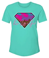 Rope Like a Girl Youth Turquoise Crew Neck Short Sleeve T-Shirt with Diamond Logo