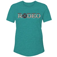 Rodeo Youth Teal Heather Crew Neck Cotton / Poly Short Sleeve T-Shirt with Serape Logo