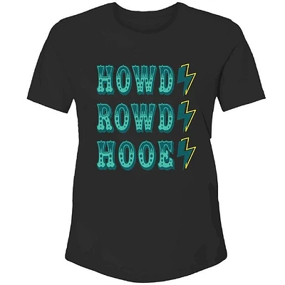 Howdy Rowdy Hooey Youth Ladies Black Crew Neck Cotton / Poly Short Sleeve T-Shirt with Logo Teal