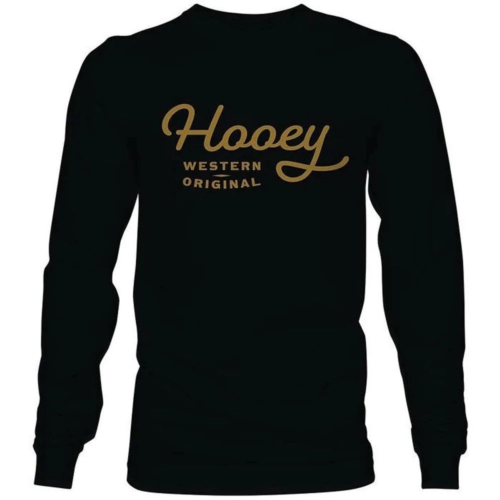 OG Black Crew Neck Long Sleeve T-Shirt with Mustard Hooey Logo