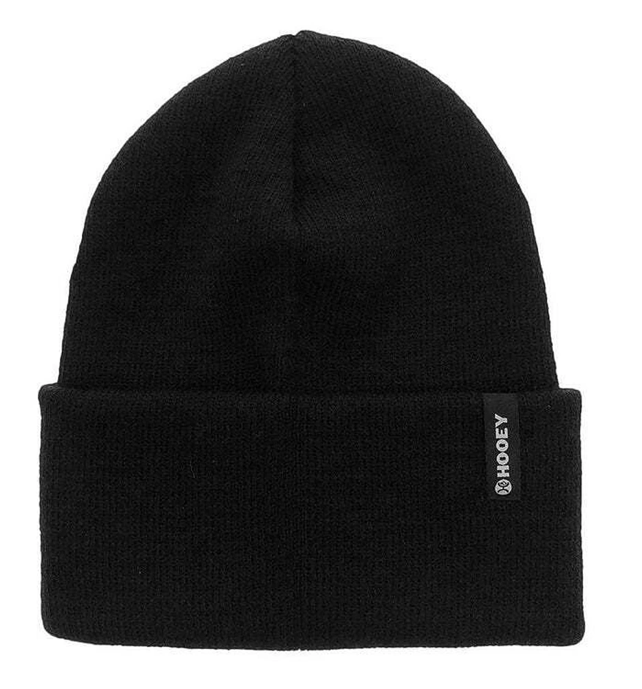 Hooey Beanie Black with Black / White Woven Hooey Label - OSFA