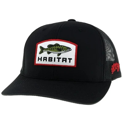 Habitat Black 6-Panel Trucker with White Rectangle Patch - Youth