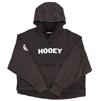 Roomy Hooey Ladies Black Hoody with White Logo & Internal Phone Kangaroo Pocket and