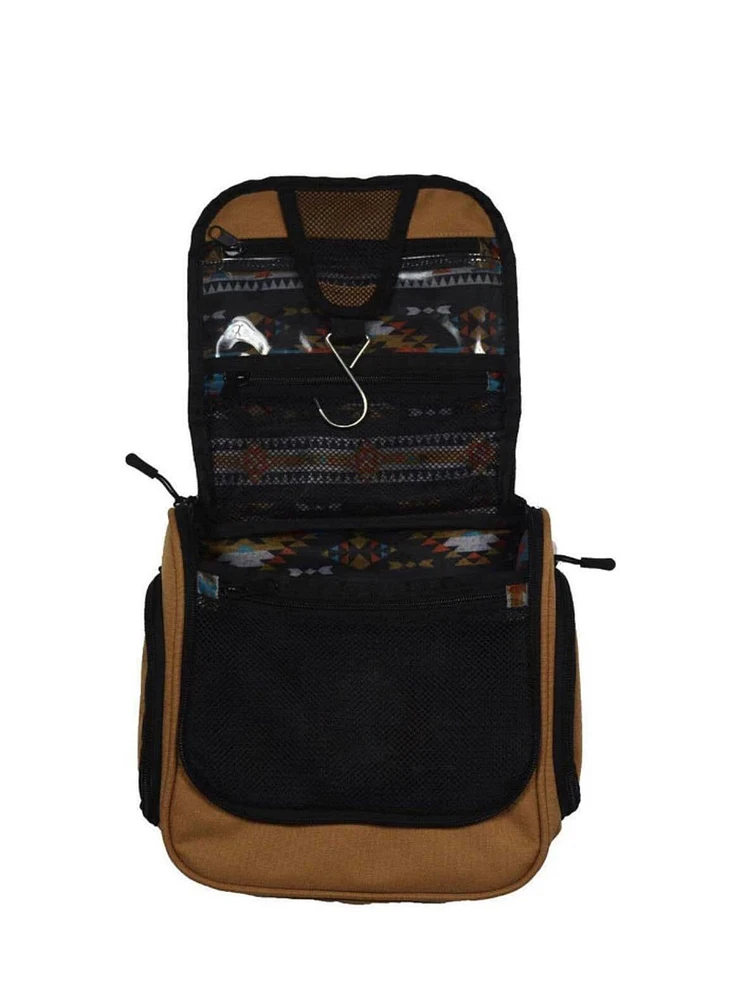 Hooey Tan / Black Toiletry Bag with Aztec Print