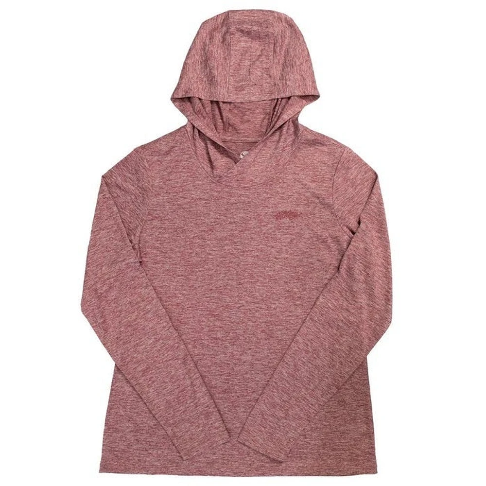 Easy Breezy Hooey Ladies Heather Maroon Light Weight Pullover with Hood