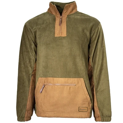 Fleece Pullover - Olive/Brown