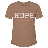 Youth - "Rope RLAG" Light Brown Heather with White/Pink Logo T-Shirt