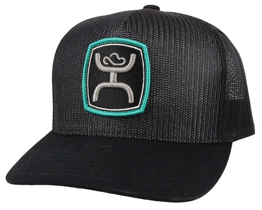 Zeneith Black 5-Panel Trucker with Grey / Turquoise Patch - OSFA