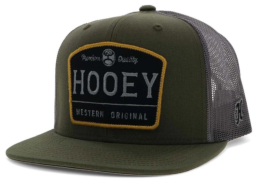 Trip Hooey Olive / Grey 6-Panel Trucker with Black / Grey / Mustard Patch - OSFA