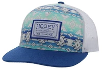 Doc Hooey Teal / White 5-Panel Trucker with White / Blue Rectangle Patch - Youth