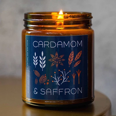 Cardamom and Saffron Soy Candle - Amber Jar