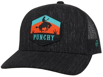 Punchy Black / Black 6 Panel Trucker with Patch Logo OSFA