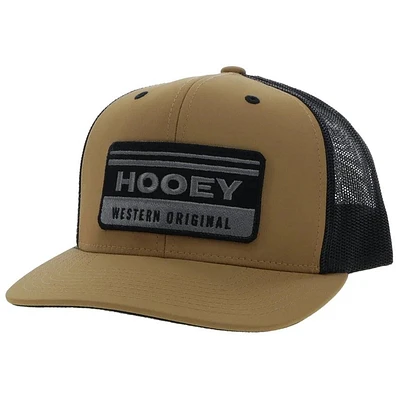 Horizon Hooey Tan / Black 6Panel Trucker with Black / Grey Rectangle Patch OSFA