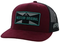 Holley Hooey Maroon / Black 6Panel Trucker with Black / Grey / Teal Rectangle Patch OSFA