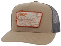 Davis Hooey Tan / Grey 5Panel Trucker with Orange / White Patch OSFA