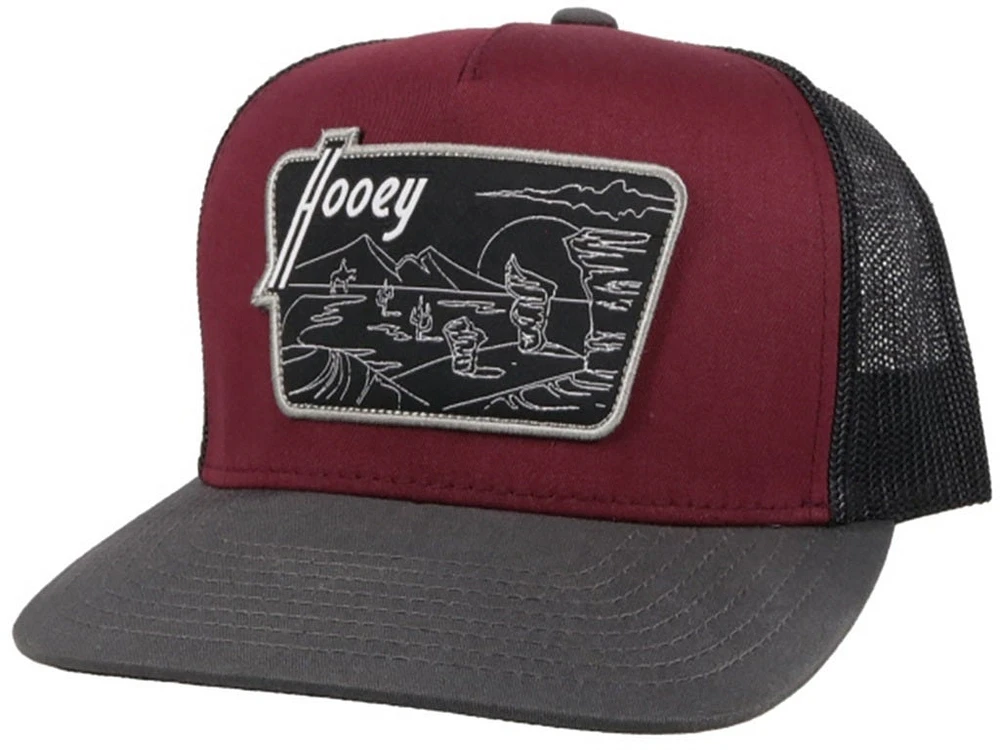 Davis Hooey Maroon / Black 5Panel Trucker with Black / White Patch OSFA