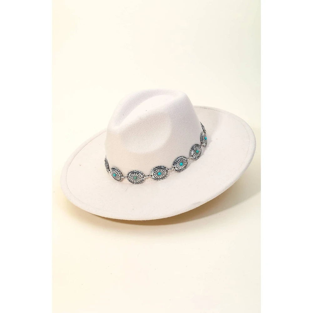 Western Concho Chain Fedora Hat