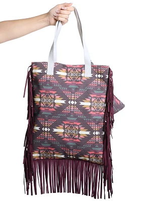 Aztec Print Bag with Fringe