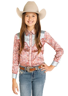 Girls Printed Satin Shirt