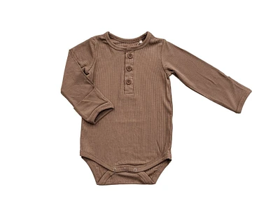 Long Sleeve Ribbed Bodysuit - Mocha