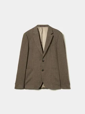 Blazer para homem slim fit com padrão de espinha e bolsos